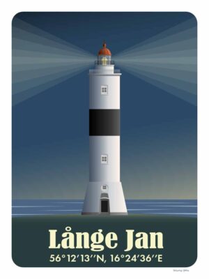 Långe Jan fyr kväll- motiv för poster.