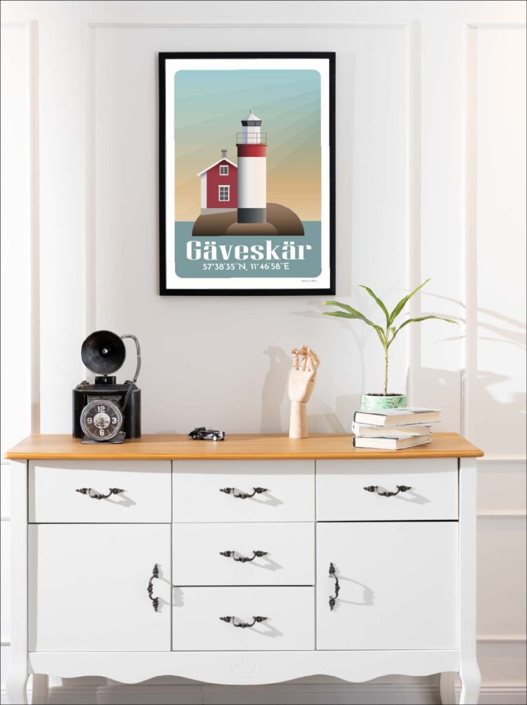 Framed poster of Gäveskär lighthouse